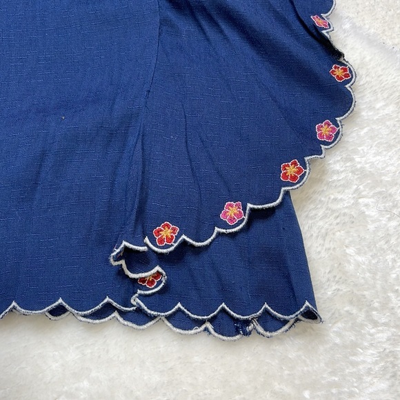 Umgee Butterfly Sleeve Mesh Neck Scallop Trim Blouse Size Large - Picture 4 of 9